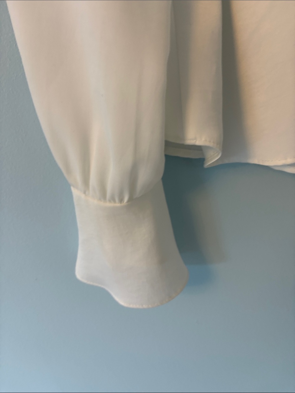 Zara Cream Ruffle Front Button-Down Blouse - Picture 4 of 6